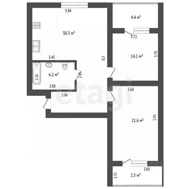 2-к кв. Самарская область, Самара ул. Санфировой, 99 (80.2 м) - Фото 1