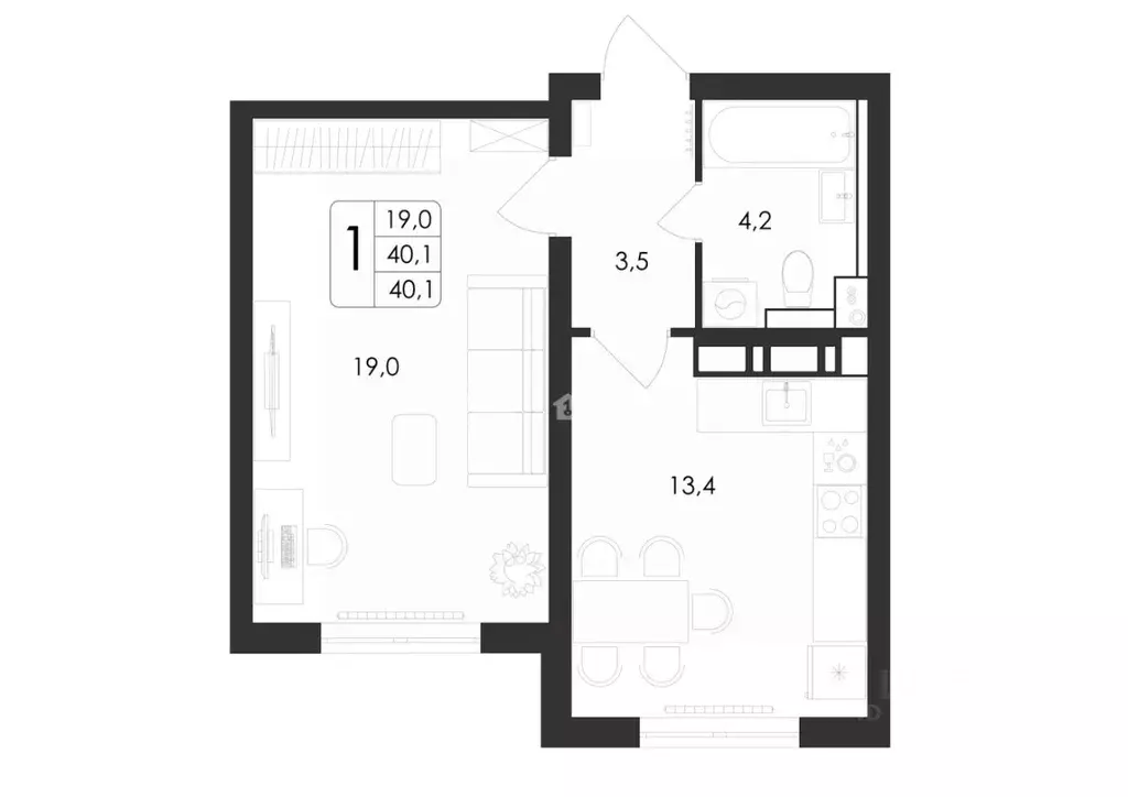1-к кв. Воронежская область, Воронеж ул. Загоровского, 5/3 (40.0 м) - Фото 0