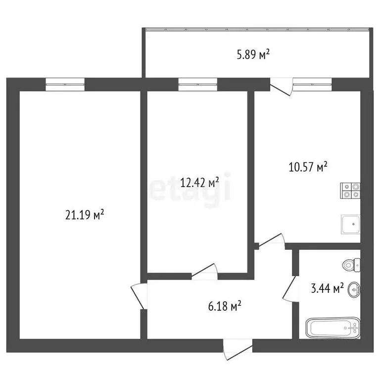 2-комнатная квартира: Ишим, улица Карла Маркса, 77Г (53 м) - Фото 1