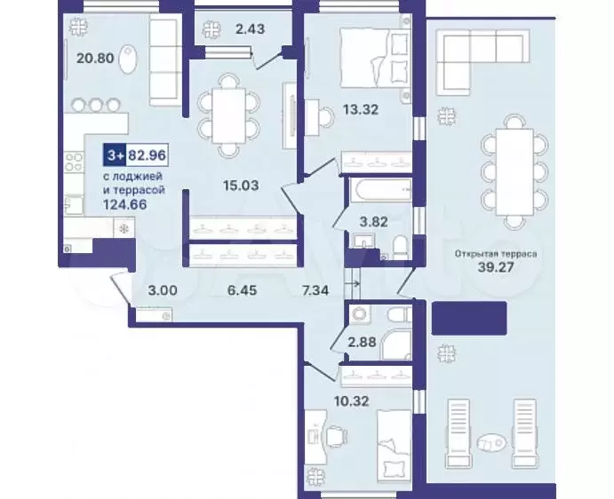 3-к. квартира, 83 м, 7/8 эт. - Фото 1