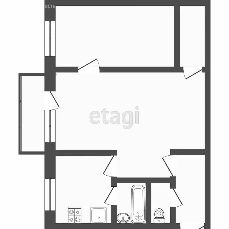 2-комнатная квартира: Тюмень, Тульская улица, 7 (42 м) - Фото 1