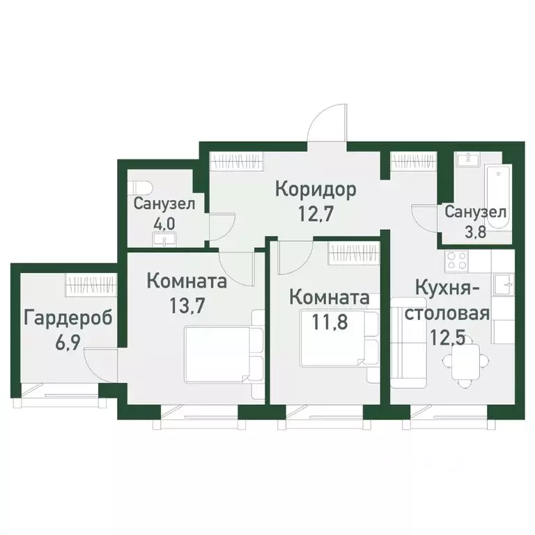 2-к кв. Челябинская область, Челябинский городской округ, пос. ... - Фото 0