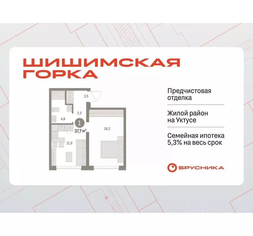 1-к кв. Свердловская область, Екатеринбург ул. Гастелло, 14 (37.65 м) - Фото 1
