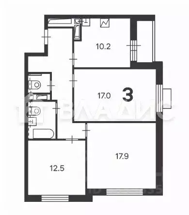 3-к кв. Москва проезд Шокальского, 28Ак1 (74.0 м) - Фото 2