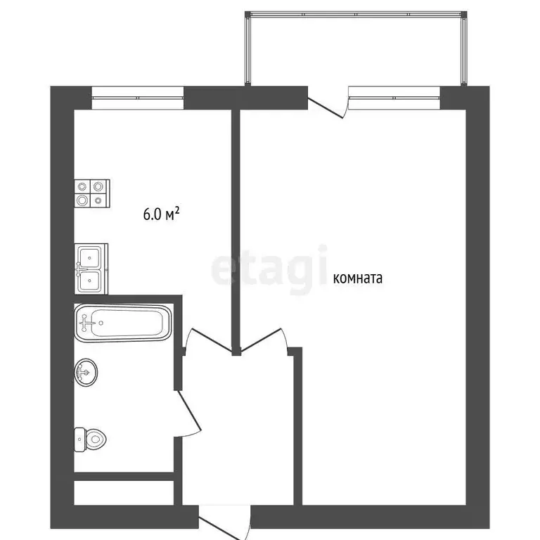 Квартира, 1 комната, 32.5 м - Фото 1