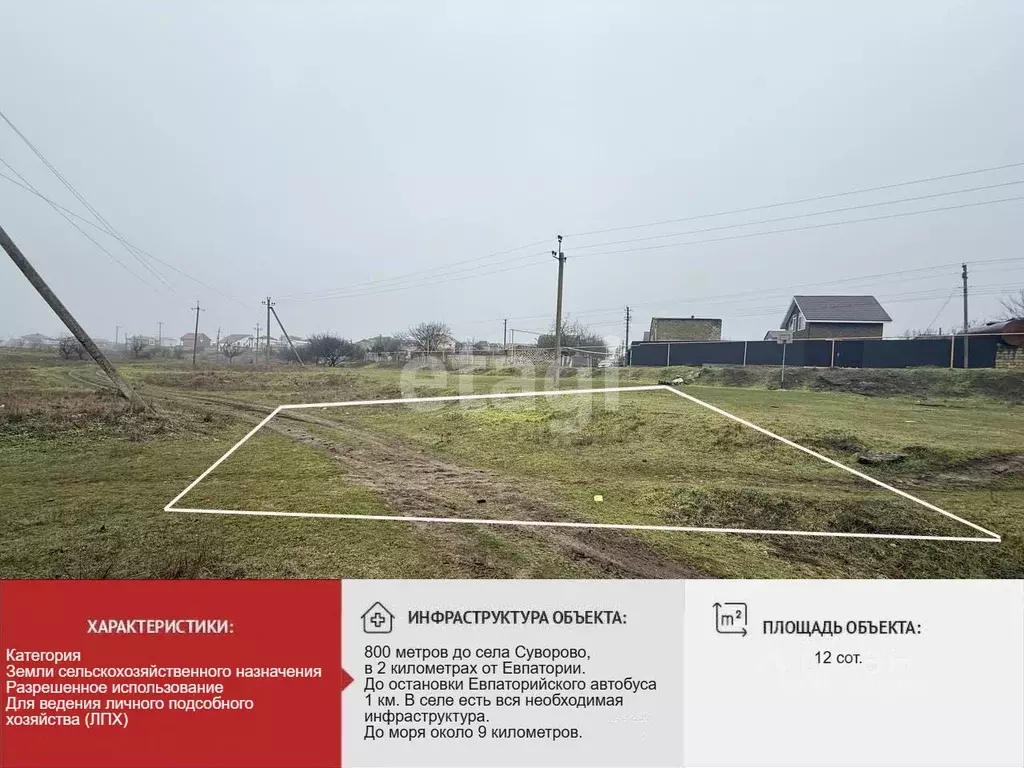 Участок в Крым, Сакский район, Суворовское с/пос ул. Блюхера (12.26 ... - Фото 2