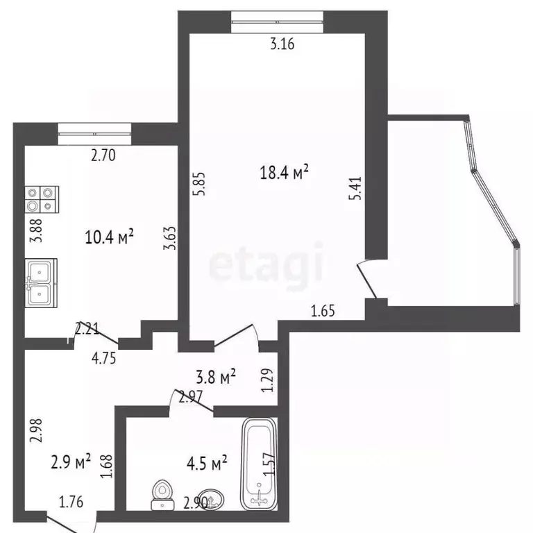 1-к кв. Мордовия, Саранск Севастопольская ул., 2/1 (42.0 м) - Фото 0