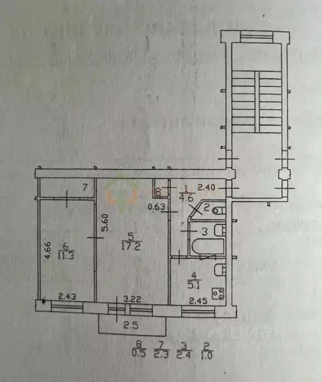 Квартира, 2 комнаты, 44.4 м - Фото 1