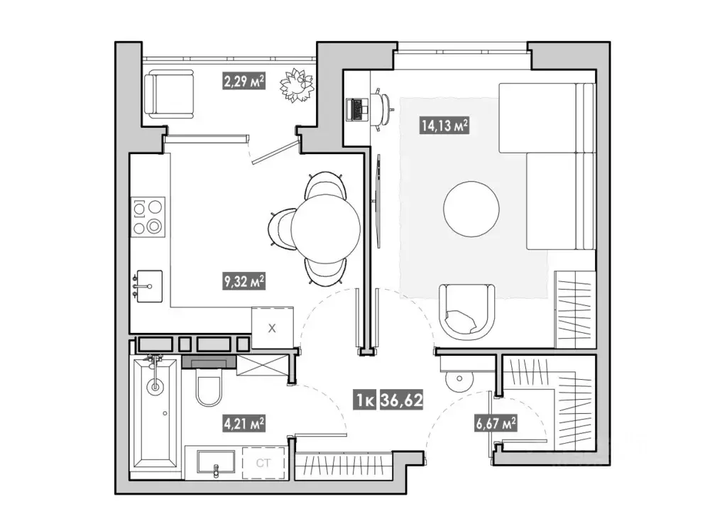 1-к кв. Приморский край, Артем  (36.62 м) - Фото 1