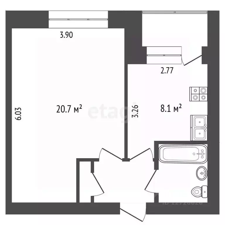 1-к кв. Калужская область, Калуга Литейная ул., 9 (35.7 м) - Фото 2