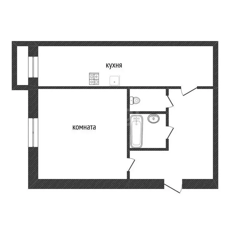 1-комнатная квартира: посёлок Глажево, 14 (44.9 м) - Фото 1