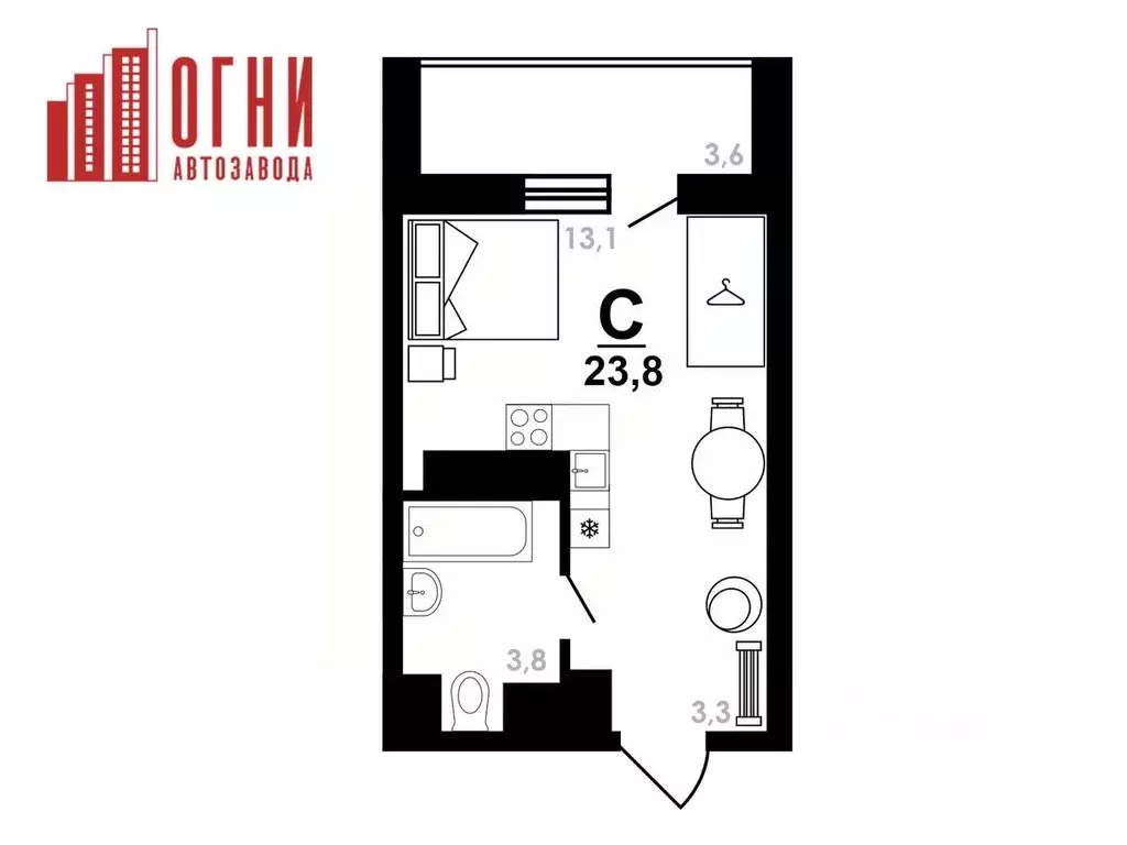 Студия Нижегородская область, Нижний Новгород Коломенская ул., 8к4 ... - Фото 1