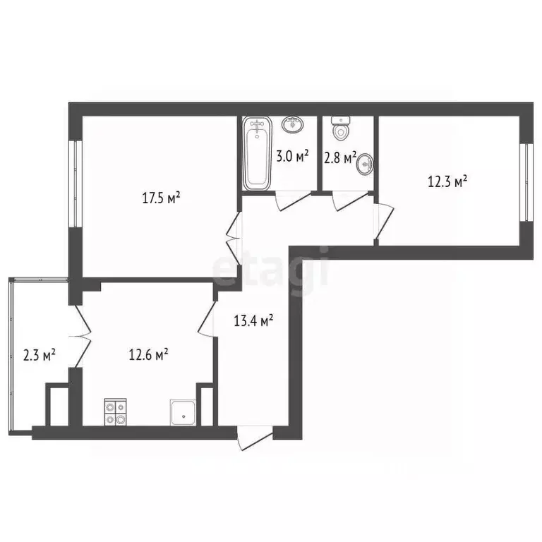2-к кв. Калининградская область, Калининград ул. Виктора Денисова, ... - Фото 2