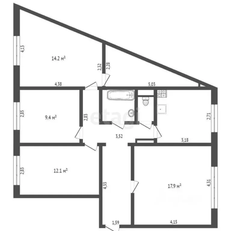 4-к кв. Кемеровская область, Новокузнецк ул. Чернышова, 2 (84.7 м) - Фото 1