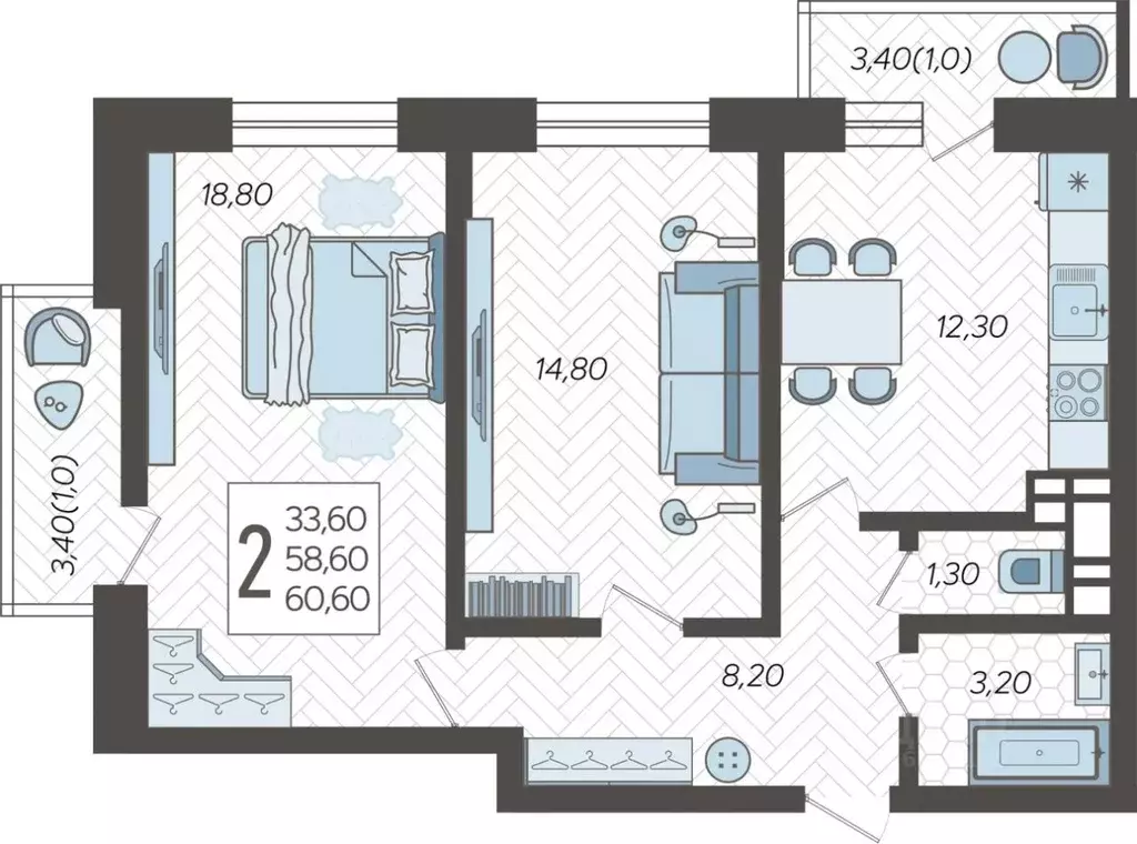 2-к кв. Краснодарский край, Краснодар 9-й километр мкр, ул. ... - Фото 1