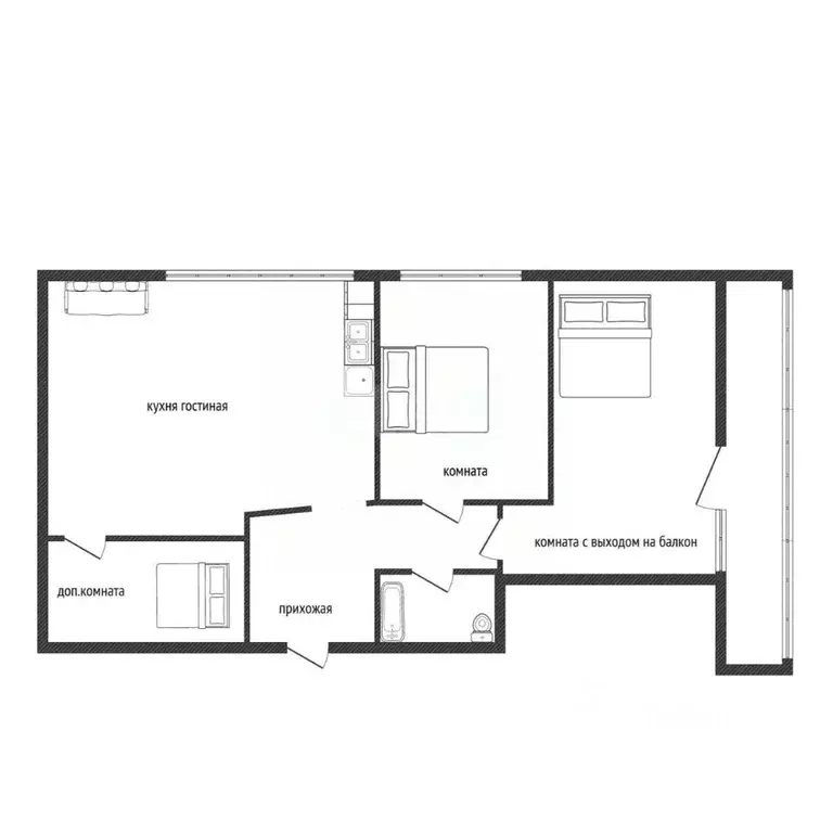 3-к кв. Смоленская область, Ярцево ул. Энтузиастов, 17 (63.5 м) - Фото 2