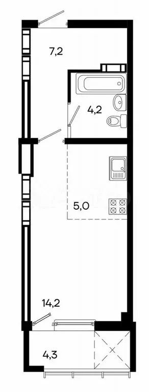 Квартира-студия, 34,9 м, 13/16 эт. - Фото 0