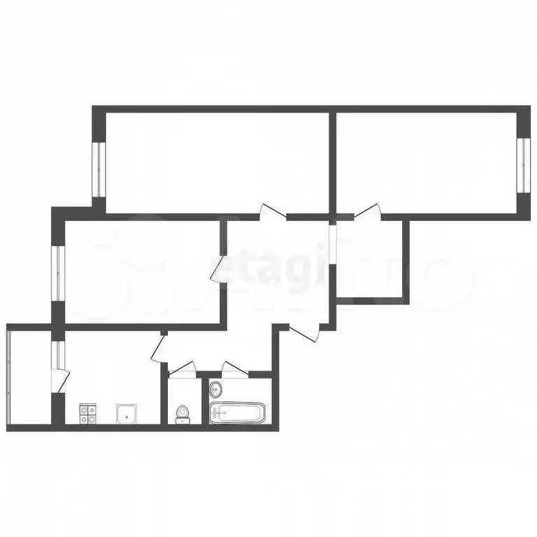 3-к. квартира, 75 м, 1/9 эт. - Фото 1