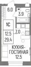 1-комнатная квартира: Уфа, улица Рудольфа Нуреева, 7 (29.4 м) - Фото 0