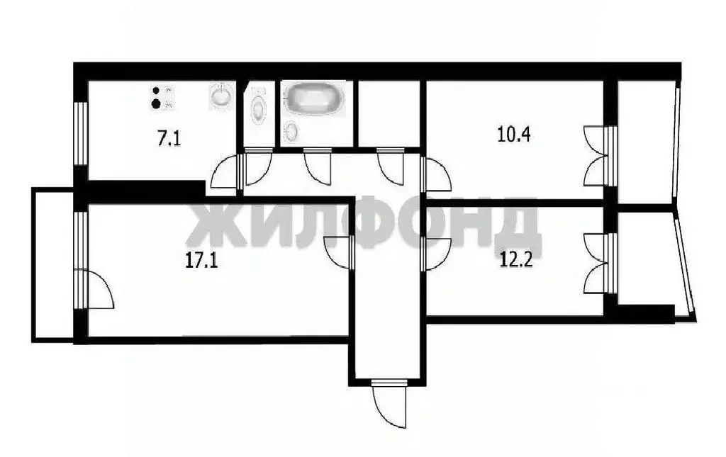 Квартира, 3 комнаты, 64.3 м - Фото 0