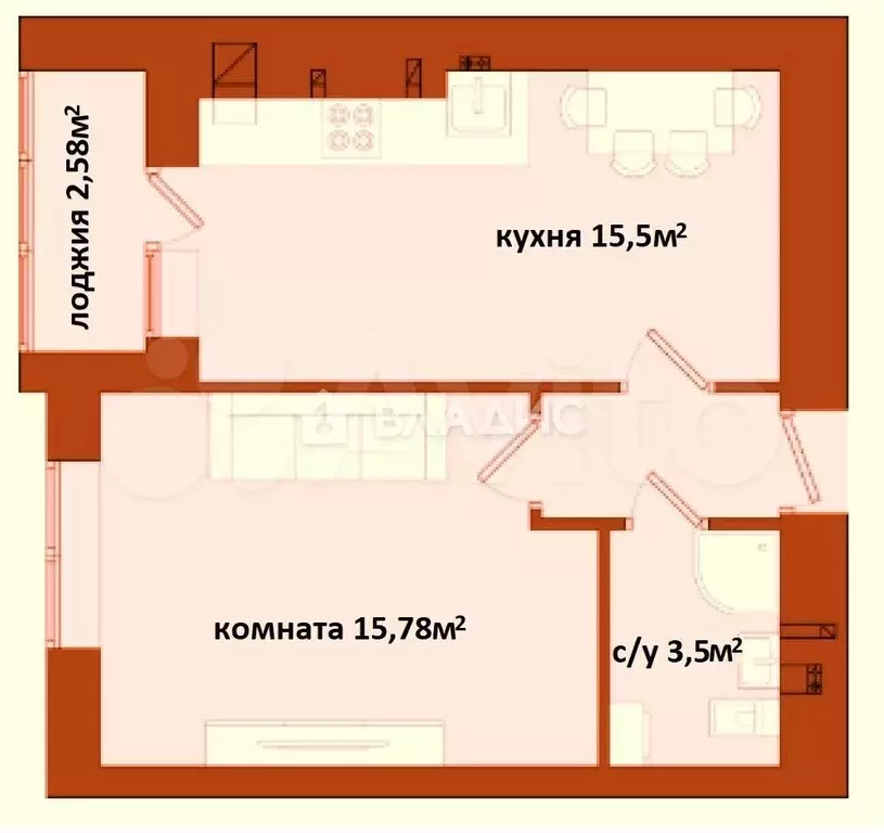 1-к. квартира, 40 м, 1/10 эт. - Фото 0