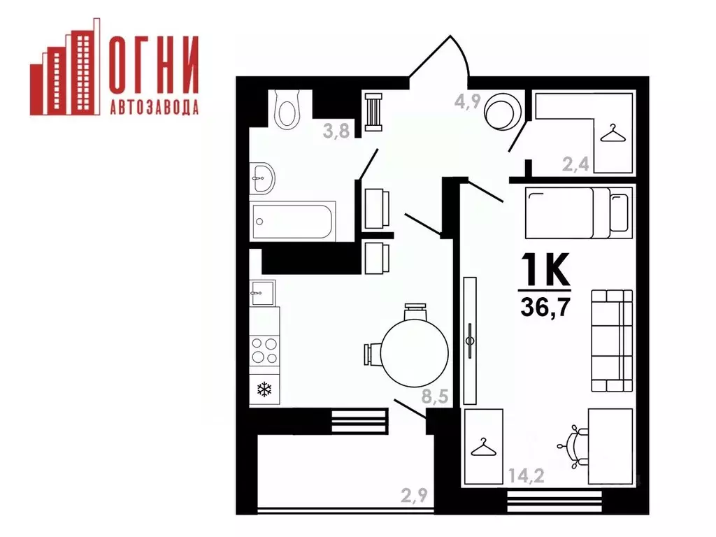 1-к кв. Нижегородская область, Нижний Новгород Коломенская ул., 8к4 ... - Фото 1