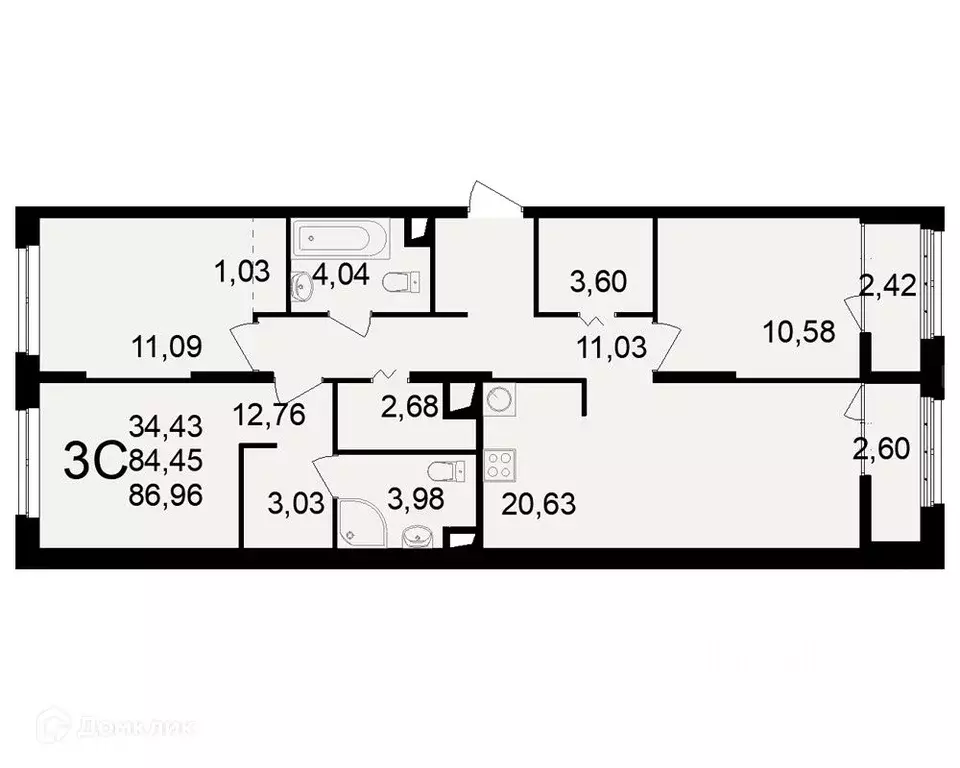 3-к кв. Рязанская область, Рязань ул. Чкалова (86.96 м) - Фото 1