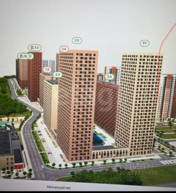 2-к кв. Москва Митинский Лес жилой комплекс, 2.4 (65.6 м) - Фото 1