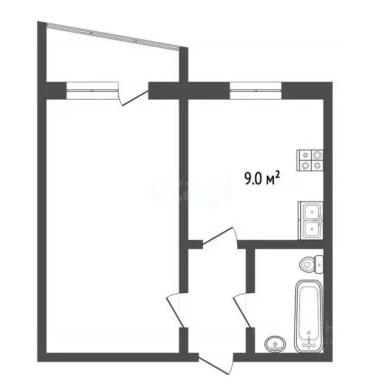1-к кв. Крым, Щелкино Ленинский район, 1-й мкр, 10 (33.9 м) - Фото 2