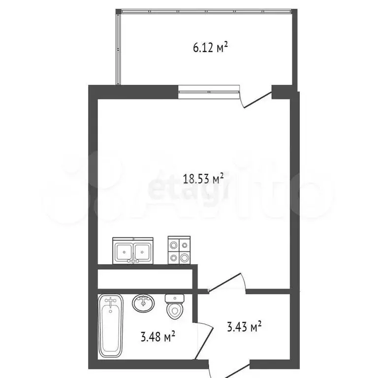 Квартира-студия, 24 м, 3/19 эт. - Фото 0