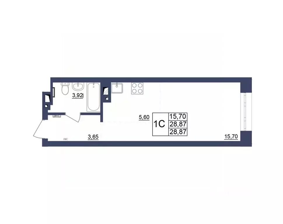 Студия Башкортостан, Уфа Космос жилой комплекс, лит1 (29.27 м) - Фото 1