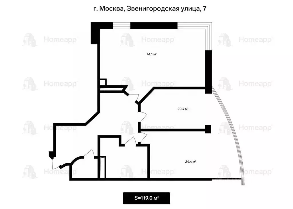 3-к кв. Москва Звенигородская ул., 7 (119.0 м) - Фото 2