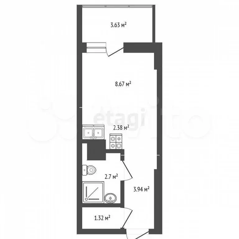Квартира-студия, 24 м, 3/15 эт. - Фото 0
