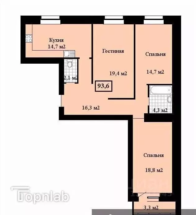 3-к кв. Тамбовская область, Тамбов ул. Максима Горького, 31к2 (91.0 м) - Фото 2