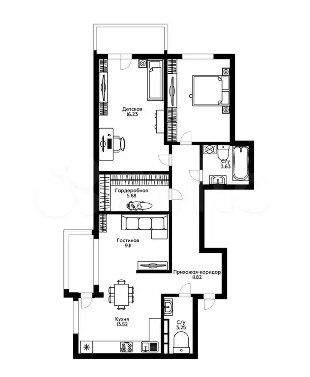 2-к. квартира, 76 м, 6/7 эт. - Фото 0