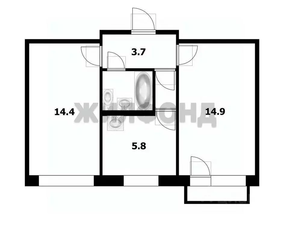 2-к кв. Новосибирская область, Новосибирск ул. Кропоткина, 94/1 (43.0 ... - Фото 2