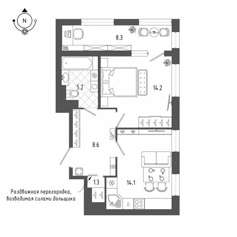 1-комнатная квартира: Санкт-Петербург, ул. Парфёновская (47.4 м) - Фото 0