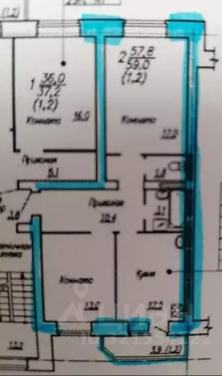 2-к кв. Вологодская область, Вологда ул. Ломоносова, 3к1 (59.0 м) - Фото 2