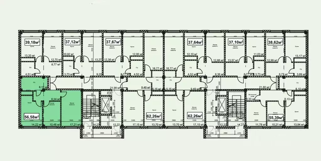 2-к кв. Ставропольский край, Ессентуки ул. Благодатная, 22к2 (56.58 м) - Фото 2