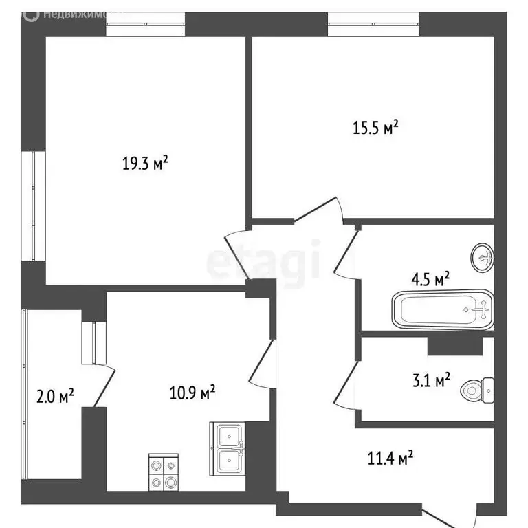 2-комнатная квартира: Нижний Новгород, улица Академика Сахарова, 111к1 ... - Фото 1