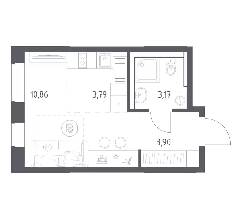 Квартира-студия: село Ям, улица Мезенцева, 24 (21.6 м) - Фото 1