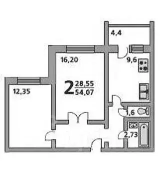 2-к кв. Ханты-Мансийский АО, Лангепас Комсомольская ул., 19 (52.9 м) - Фото 1