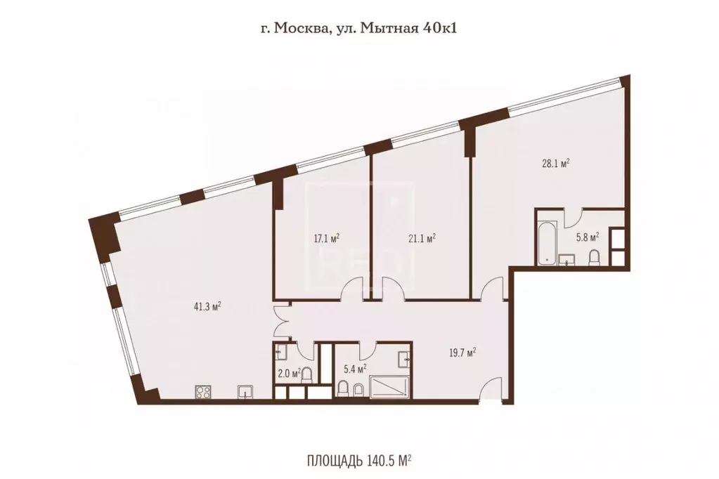 3-к кв. Москва Мытная ул., 40к1 (140.5 м) - Фото 2