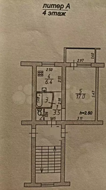 1-к. квартира, 32,8 м, 4/4 эт. - Фото 0