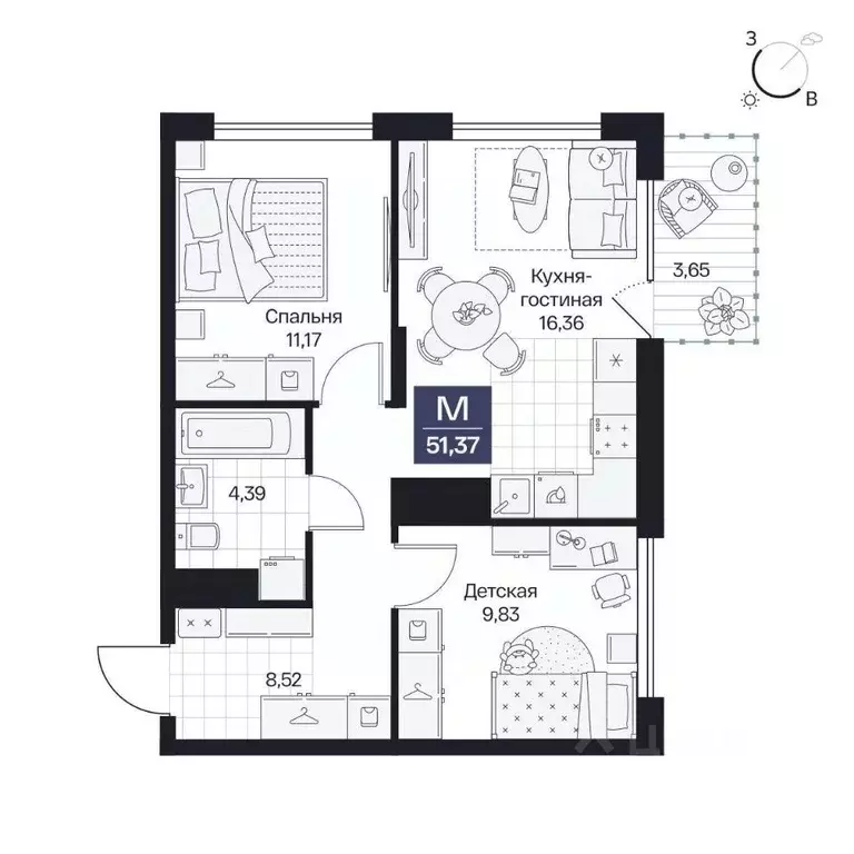 2-к кв. Волгоградская область, Волгоград просп. Имени В.И. Ленина, 59Г ... - Фото 1