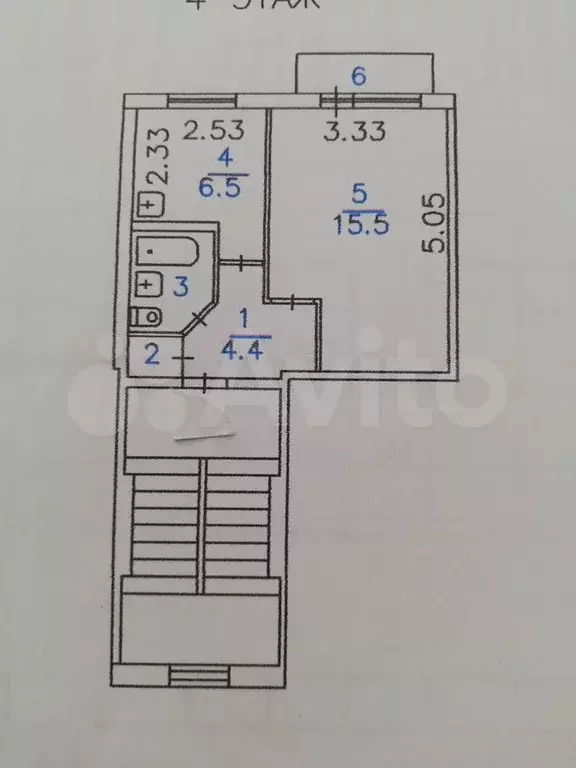 1-к. квартира, 29 м, 5/5 эт. - Фото 0