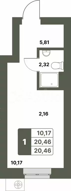 1-к. квартира, 20,5 м, 5/8 эт. - Фото 0