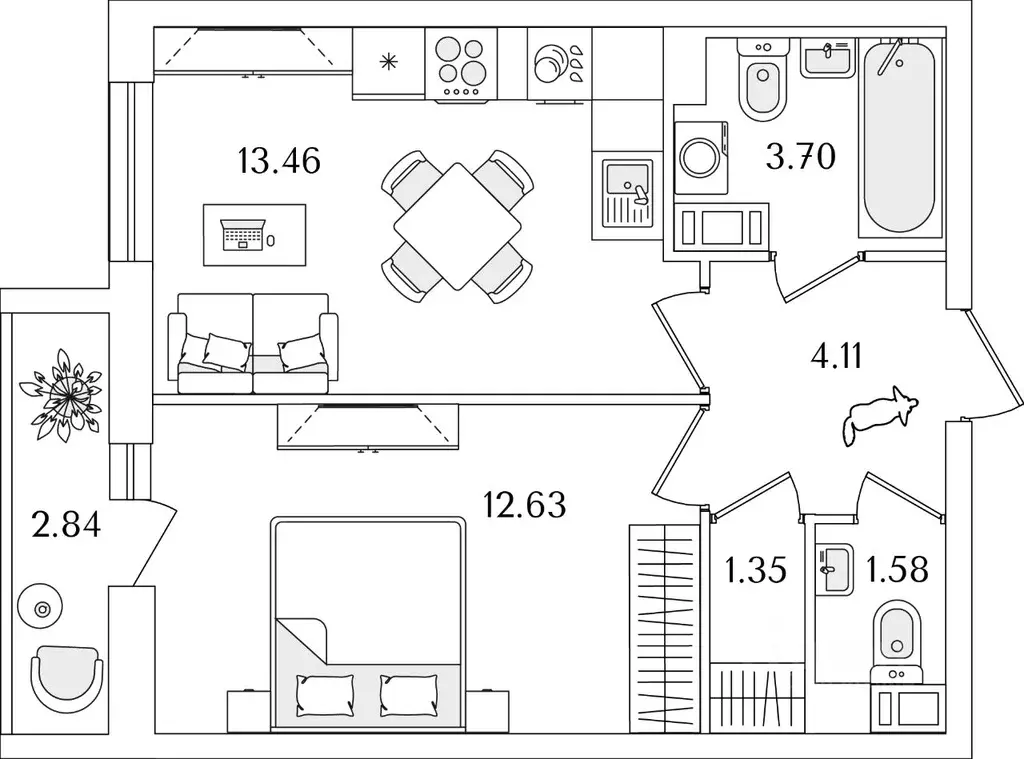 1-к кв. Санкт-Петербург ул. Тамбасова, 5Н (38.25 м) - Фото 0