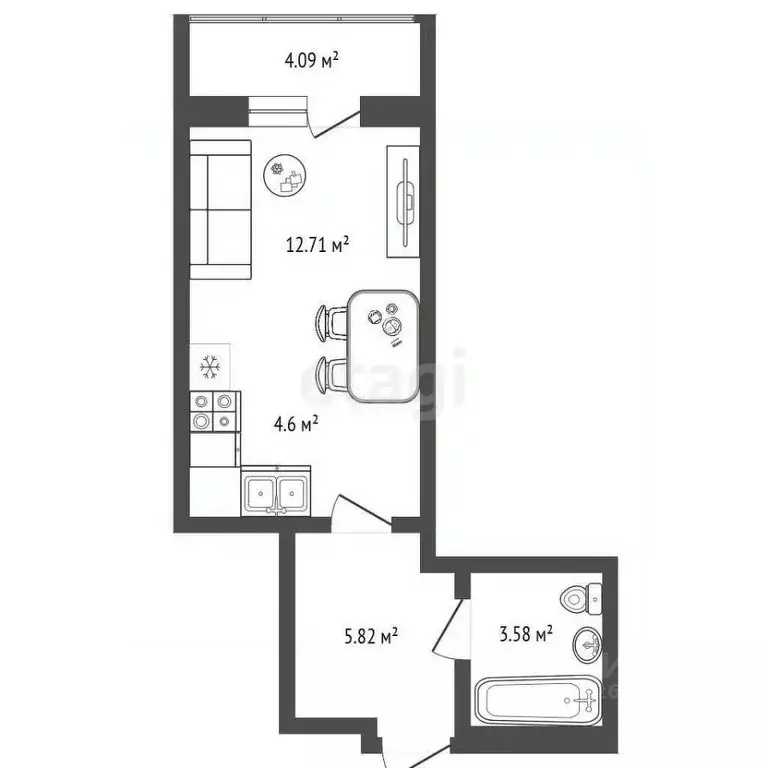 Студия Новосибирская область, Новосибирск 1-я Чулымская ул., 112/5 ... - Фото 1