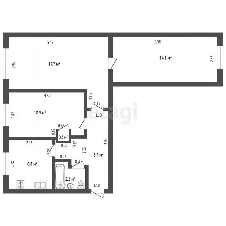 3-к кв. Башкортостан, Стерлитамакский район, с. Октябрьское ул. Мира, ... - Фото 2
